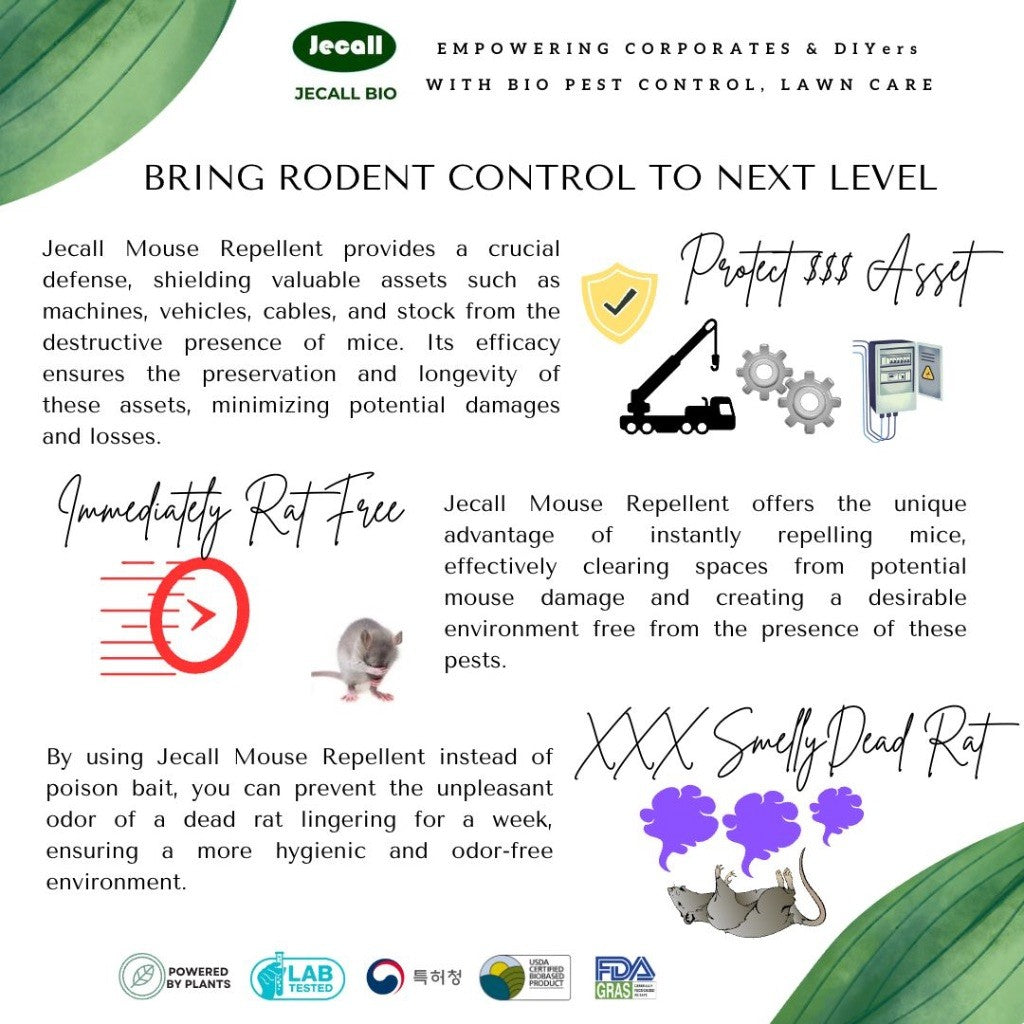 Jecall-Bio Mouse Repellent 1L – Spray Tikus Organik, Halau Tikus, Rat Repellent, Ubat & Racun Tikus Semula Jadi