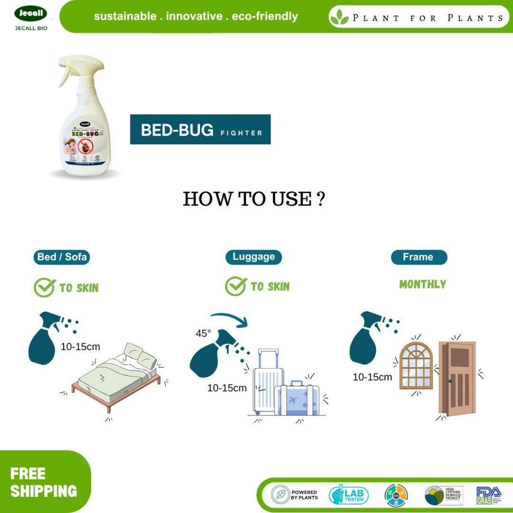 Jecall-Bio Bed Bug Fighter Spray 500ml – Ubat Pepijat & Hama, Natural Pest Control, Bed Bug Killer