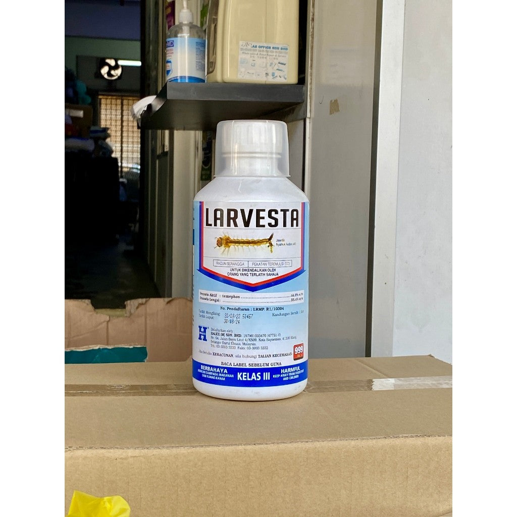 Halex Larvesta 1L – Larvisid Temephos, Kawalan Jentik-Jentik & Nyamuk Aedes, Mosquito Control 100% Original