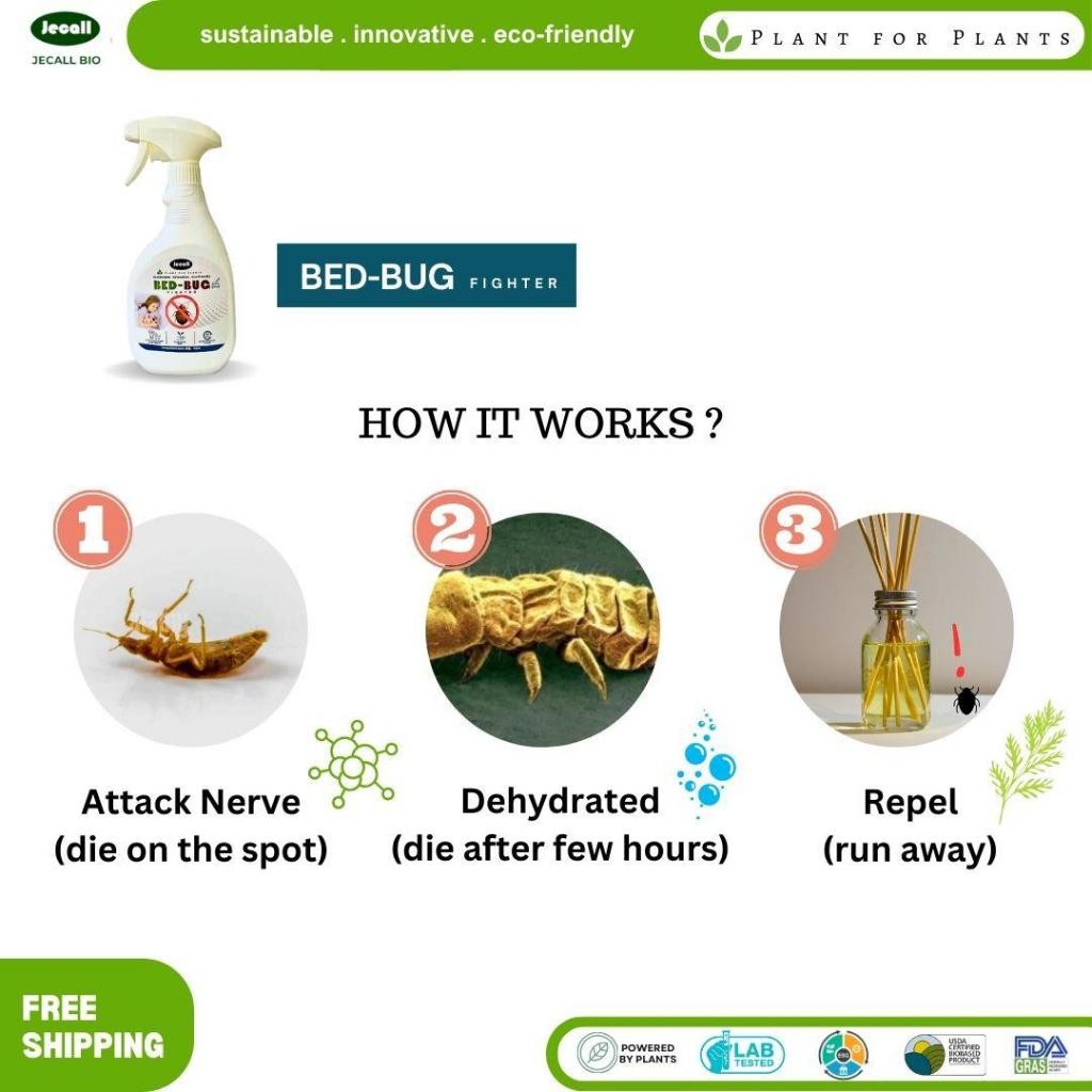 Jecall-Bio Bed Bug Fighter Spray 500ml – Ubat Pepijat & Hama, Natural Pest Control, Bed Bug Killer