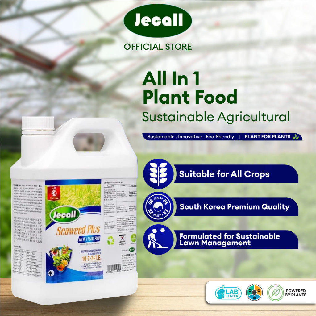 Jecall-Bio Seaweed Plus 4L – Baja Foliar Organik All-in-1, Untuk Buah, Pokok & Daun, Seaweed Plant Fertilizer