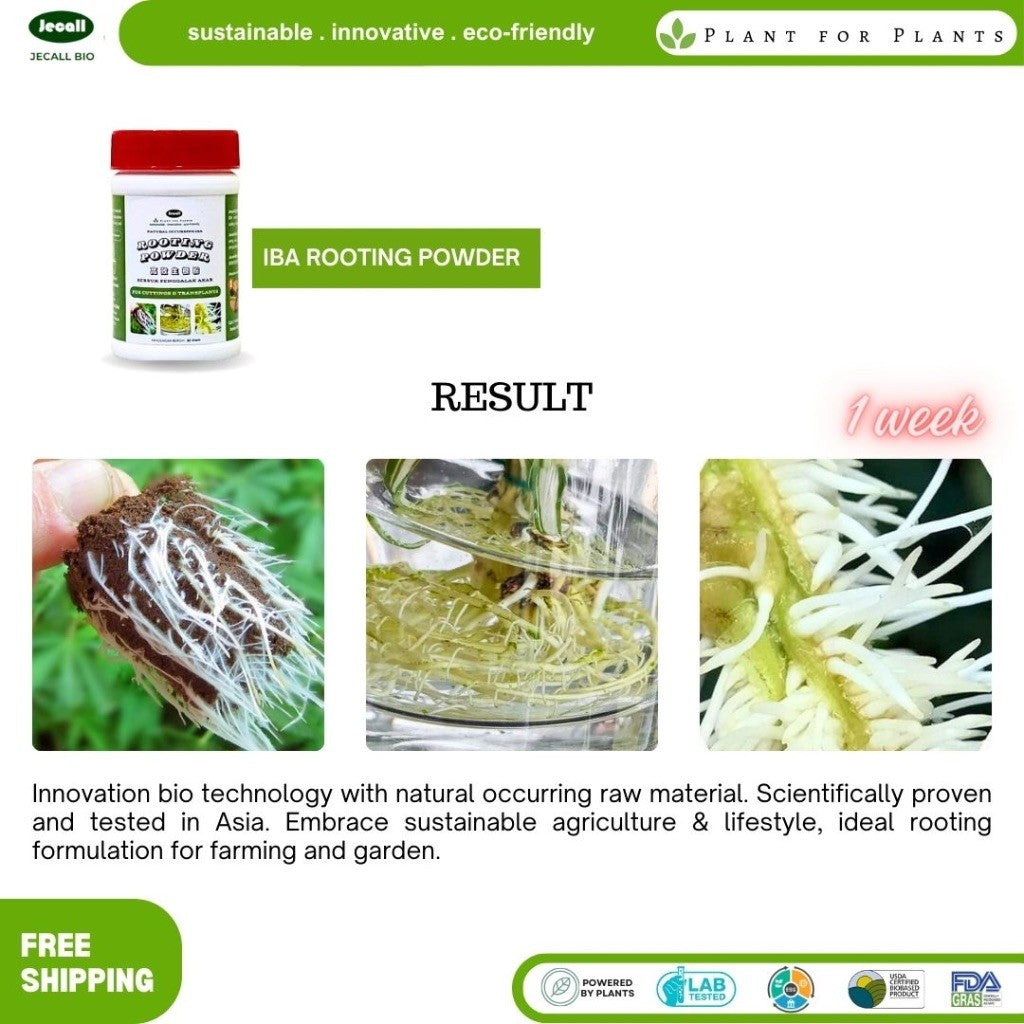 Jecall-Bio IBA Rooting Powder 50g – Serbuk Penggalak Akar, Root-Growth Fertilizer, Baja Akar, Transplant
