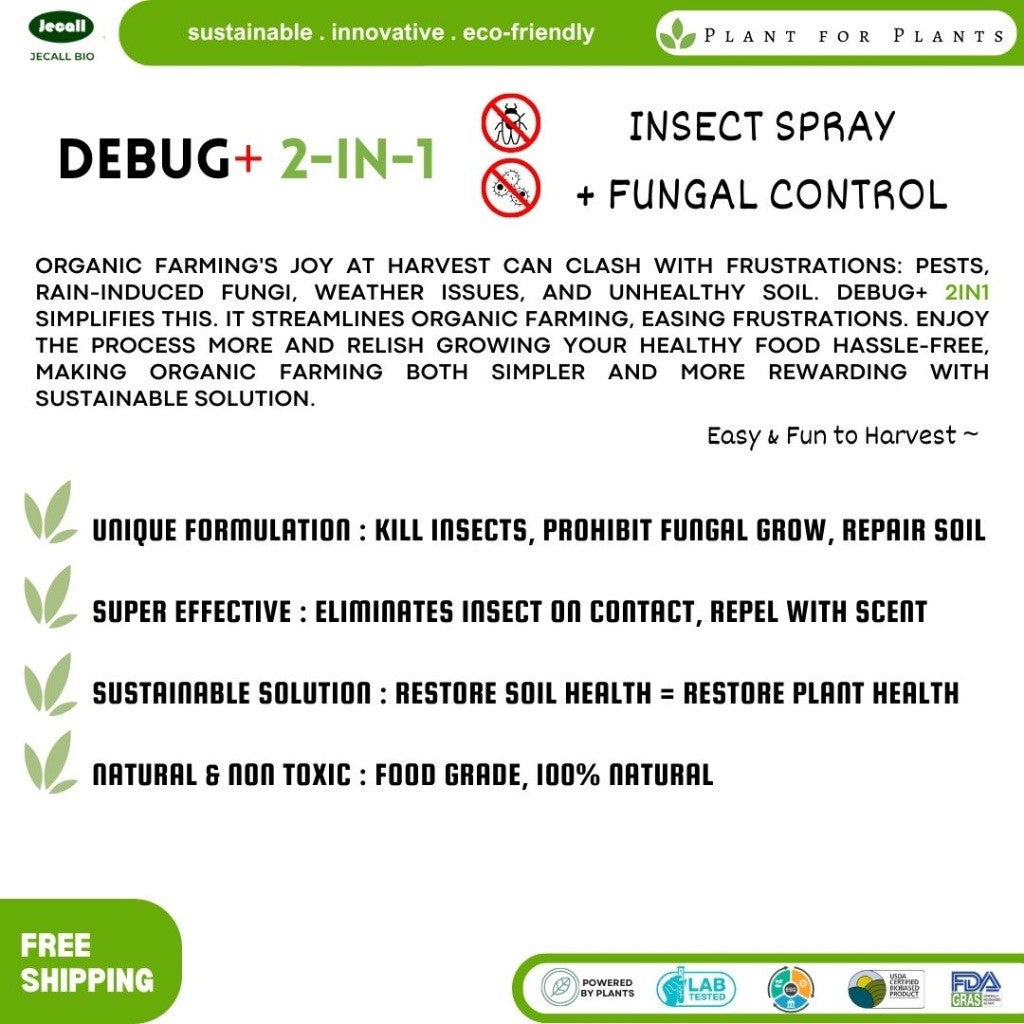 Jecall-Bio Debug+ 2in1 (1L) – Racun Serangga & Kulat Organik, Natural Pesticide, Fungicide for Outdoor Plant