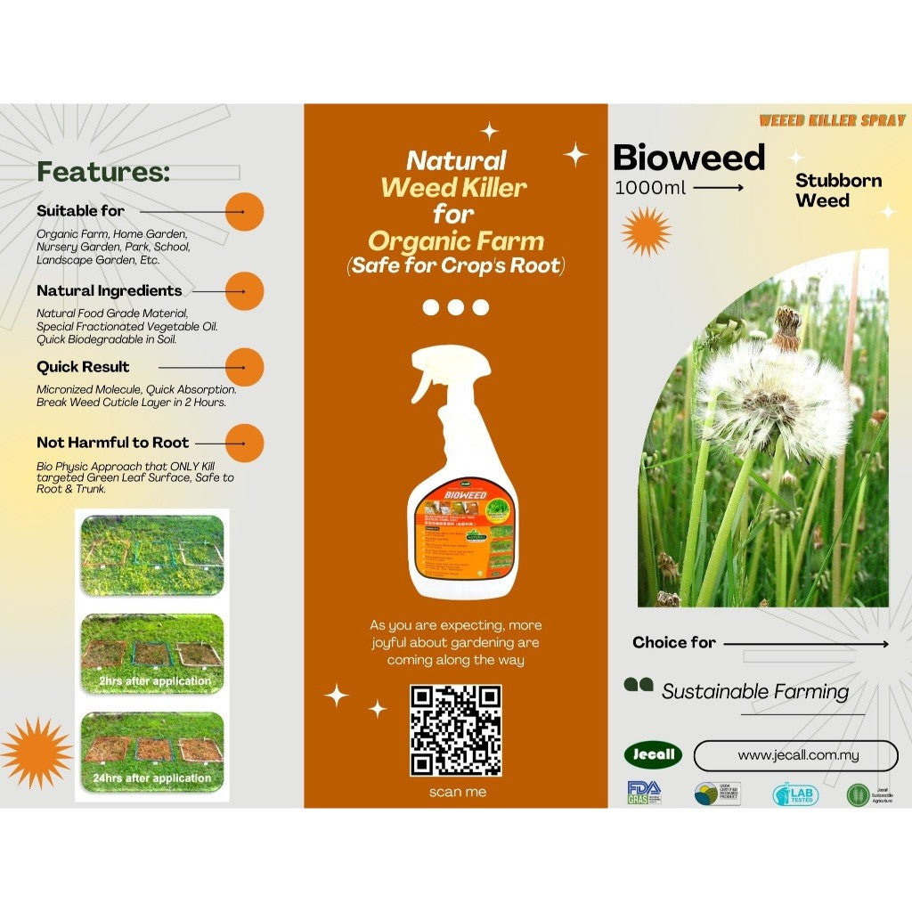 Jecall-Bio Bioweed 4L – Spray Racun Rumput/Rumpai Semula Jadi, Natural Organic Weed Killer