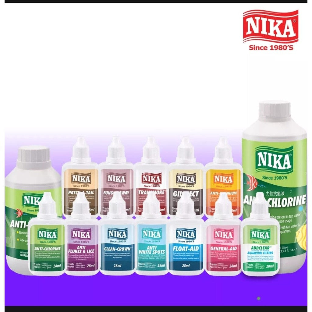 Nika 28ml Aquarium Fish Medicine Kit Fungus Away AddClear General Aid Anti Chlorine Anti White Spot Anti Flukes Lice