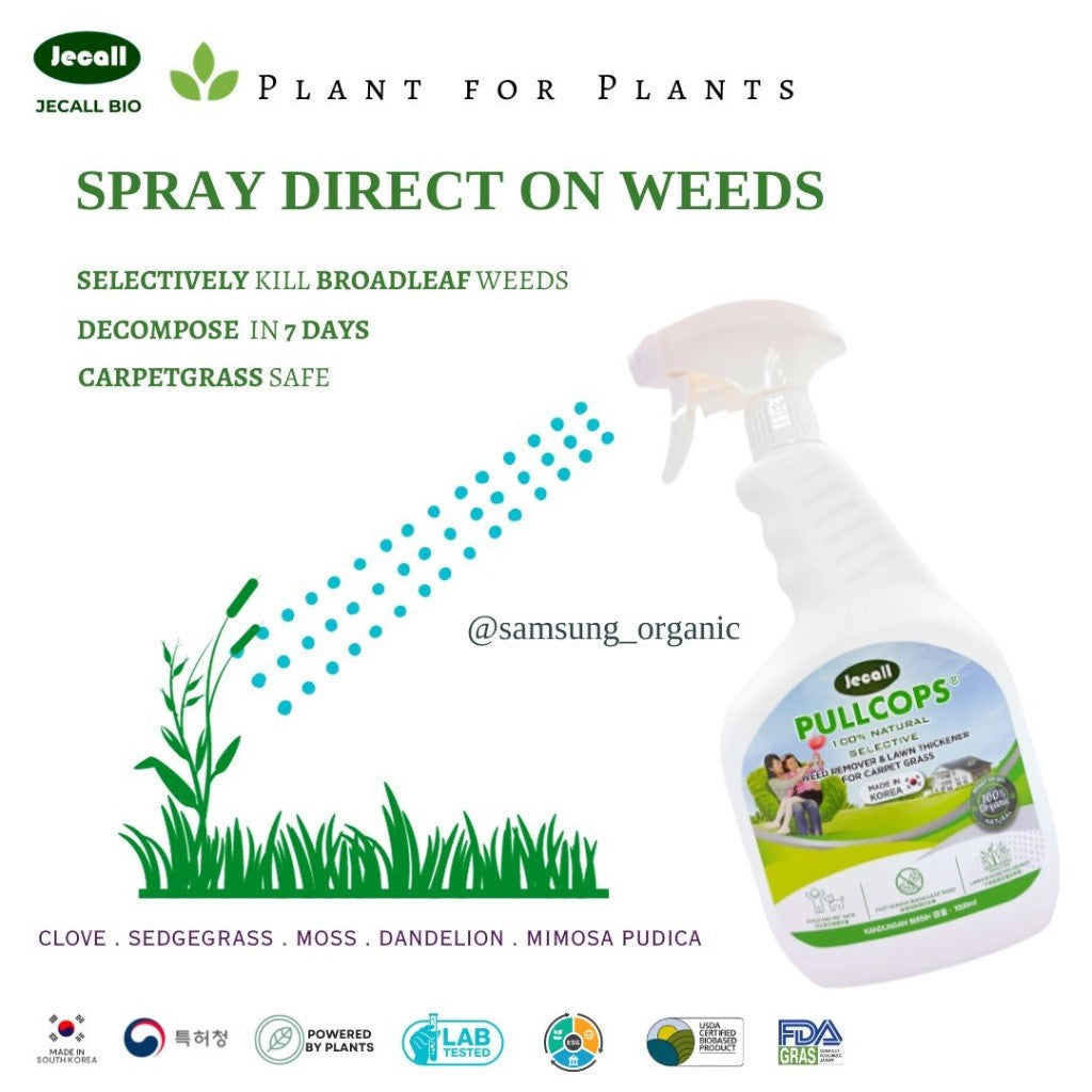 Jecall-Bio Pullcops 4L – Racun Rumpai Tidak Toksik, Weed Killer for Lawn, Carpet & Bermuda Grass Remover