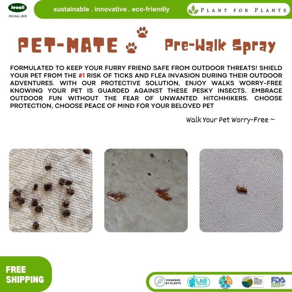 Jecall-Bio PET-MATE Pre-Walk Spray 250ml – Ubat Kutu Semula Jadi, Repellent Kutu & Hama untuk Anjing & Kucing