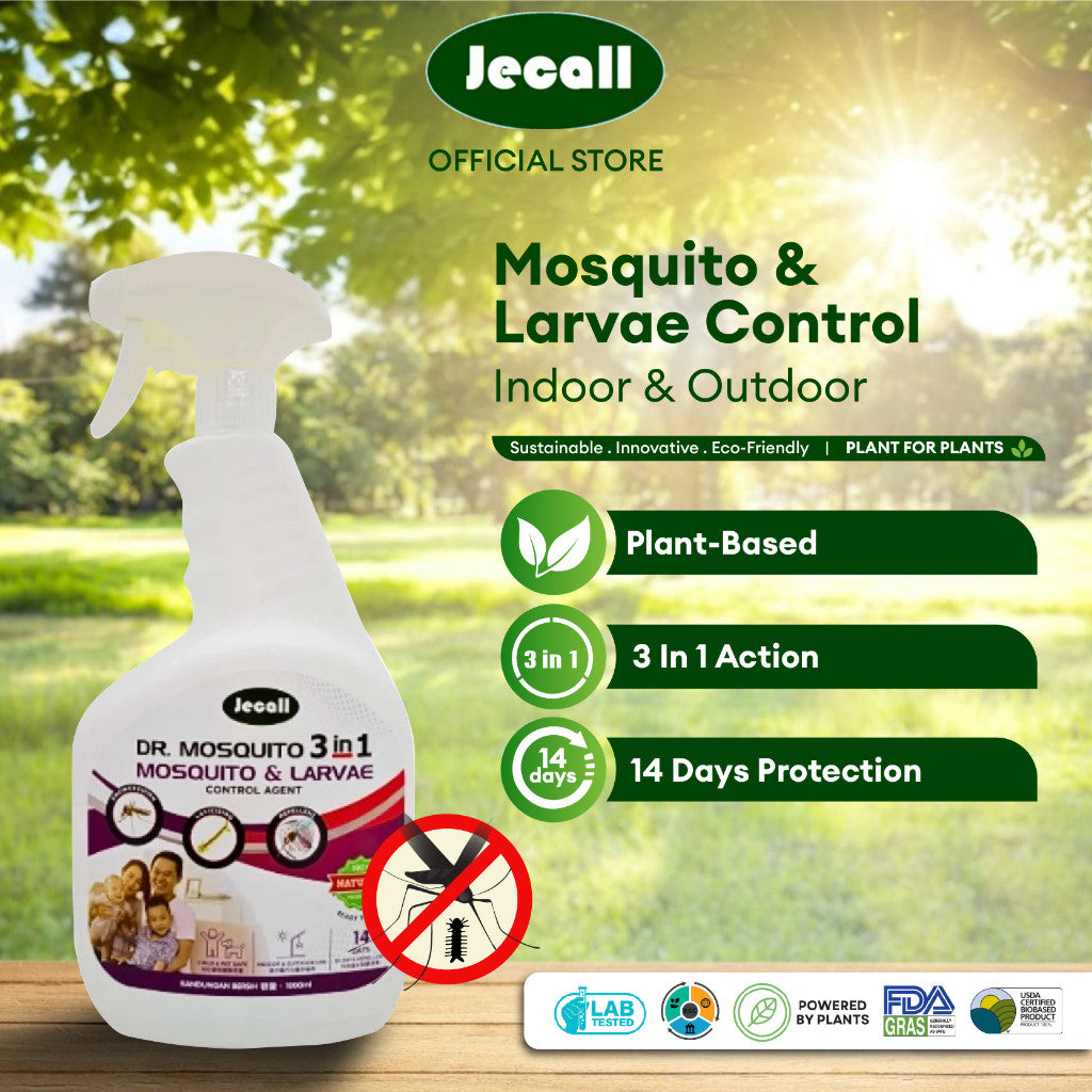 Jecall-Bio DrMosquito 3in1 Spray 1L – Penghalau Nyamuk Bayi, Anti Jentik & Larva, Natural Mosquito Repellent
