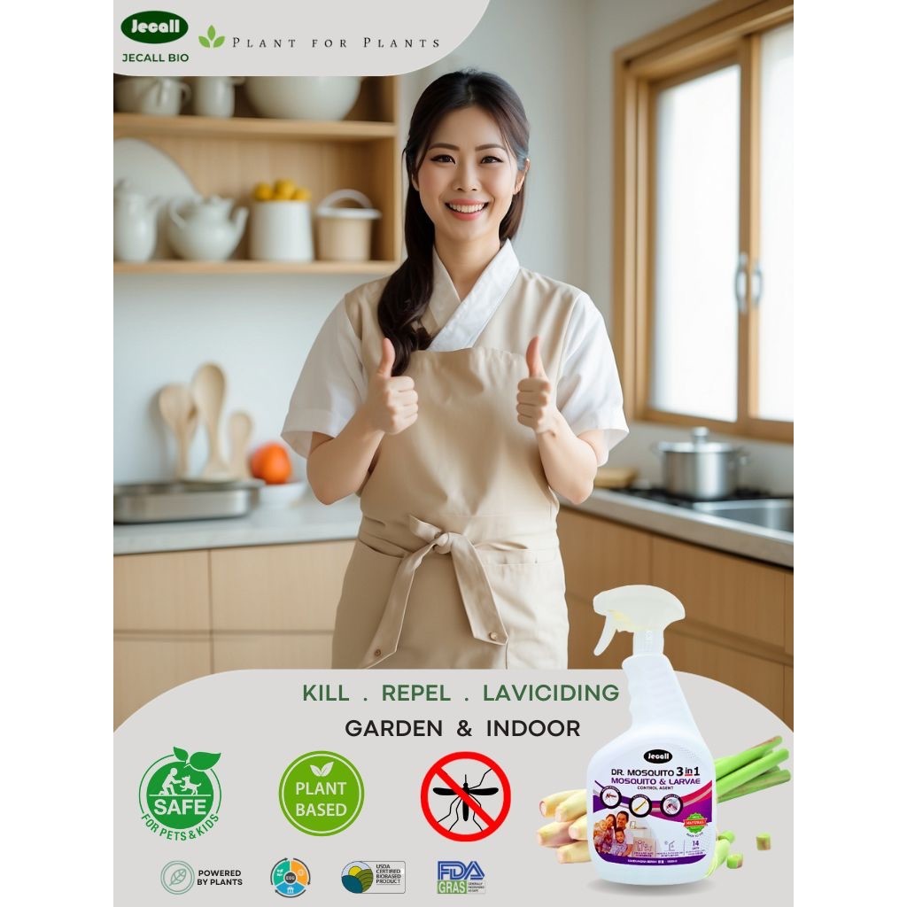 Jecall-Bio DrMosquito 3in1 Spray 1L – Penghalau Nyamuk Bayi, Anti Jentik & Larva, Natural Mosquito Repellent