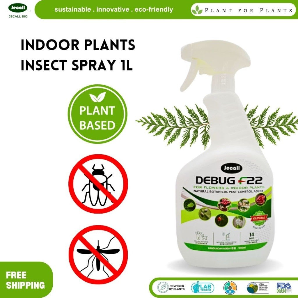 Jecall-Bio Debug F22 1L – Spray Racun Serangga Organik, Natural Insect Repellent for Indoor Plants