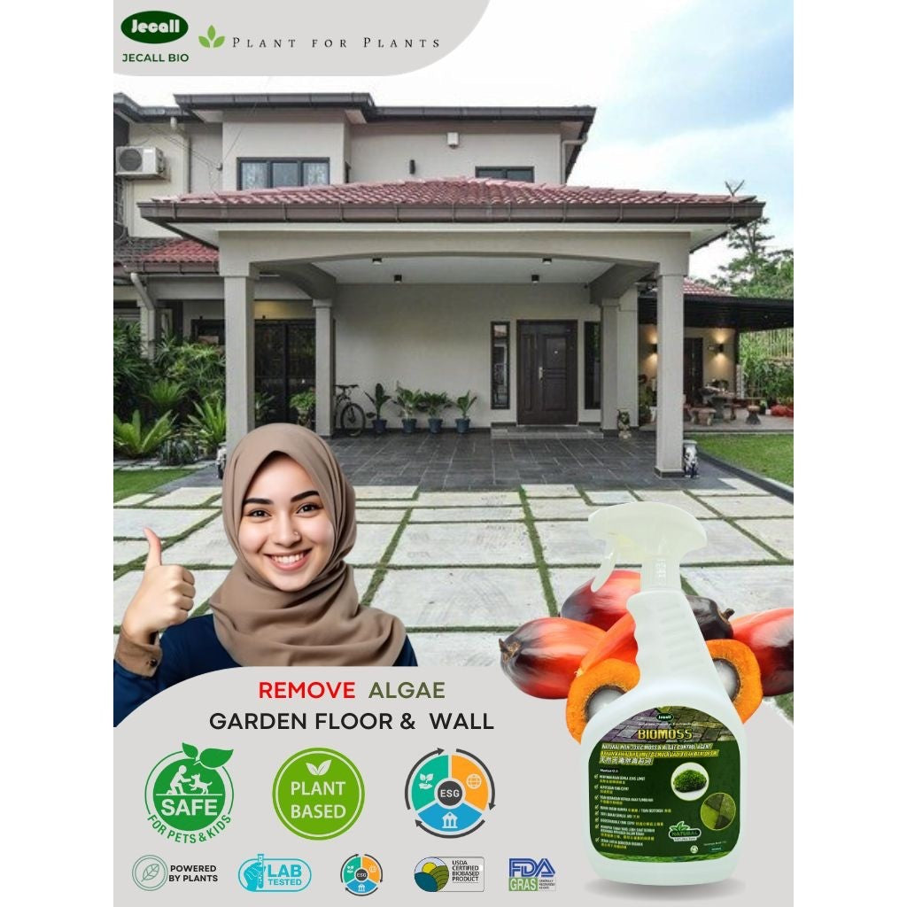 Jecall-Bio Biomoss Spray 1L – Racun Lumut Semula Jadi, Algae Remover, Untuk Lantai & Dinding, Spray Lumut