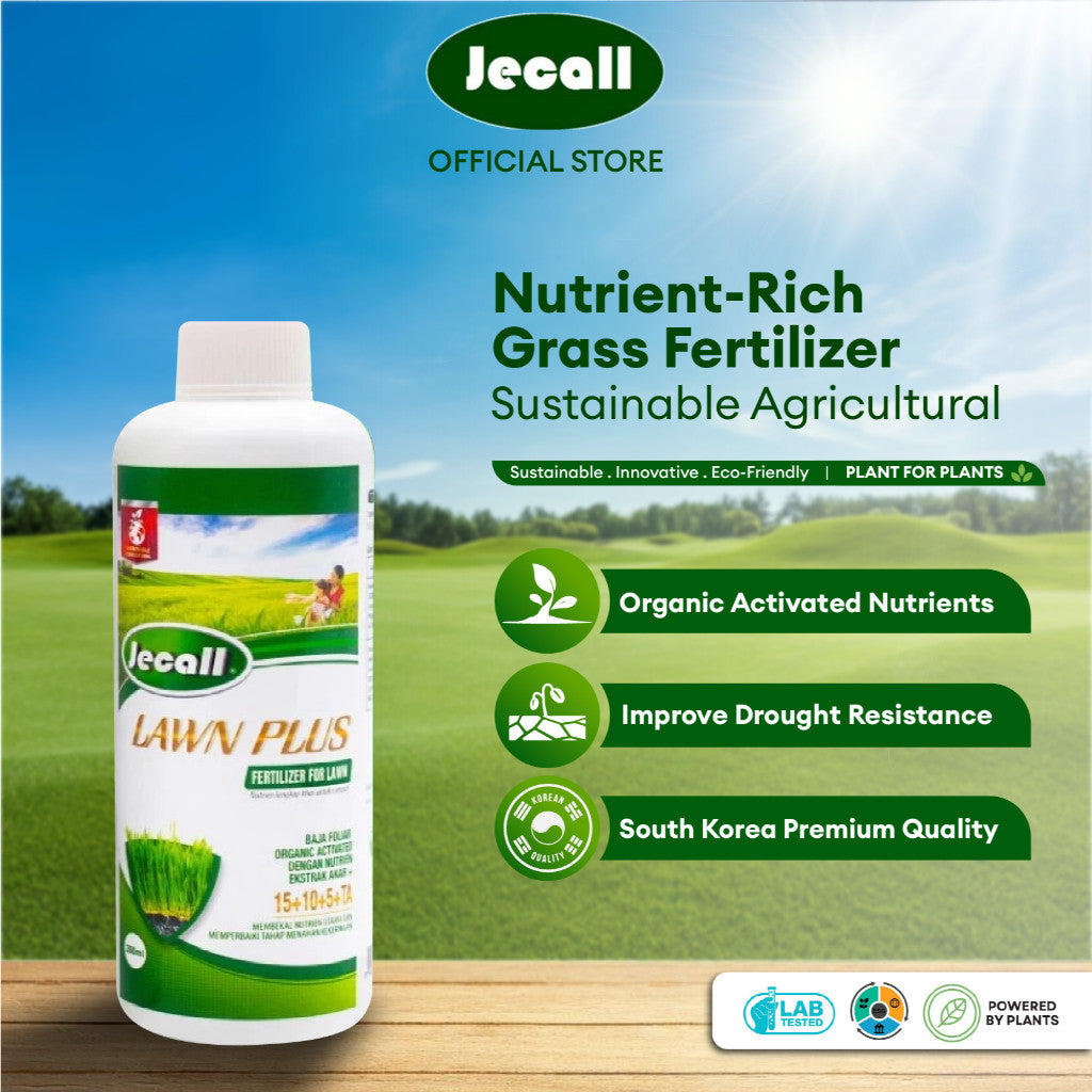 Jecall-Bio Lawn Plus 250ml – Baja Foliar Organik untuk Rumput, Carpet Grass Fertilizer, Baja Subur Rumput