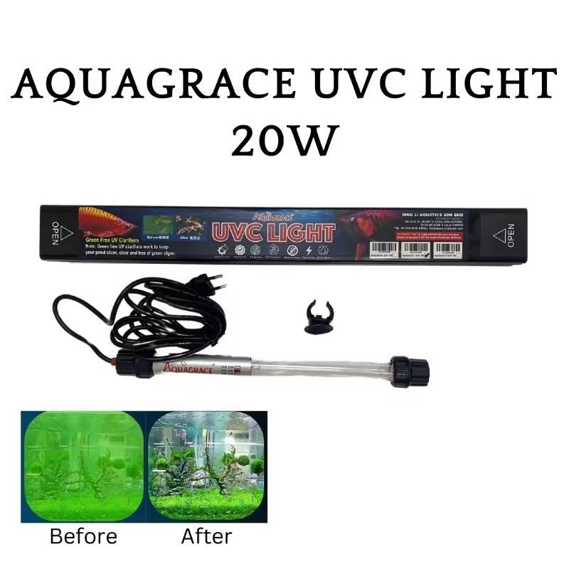 AQUAGRACE 20W UVC Light – Waterproof UV Sterilizer for Aquarium, Pond & Landscape Use