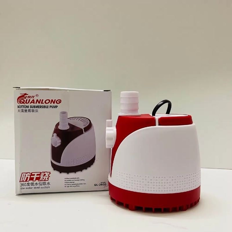 QuanLong QL-2600 Bottom Submersible Pump – 45W | 2600L/H, 2.6M Lift Quiet & Energy-Saving for Aquarium, Pond, Landscape