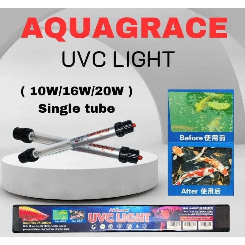 AQUAGRACE 16W UVC Light – Waterproof UV Sterilizer for Aquarium, Pond & Landscape Use