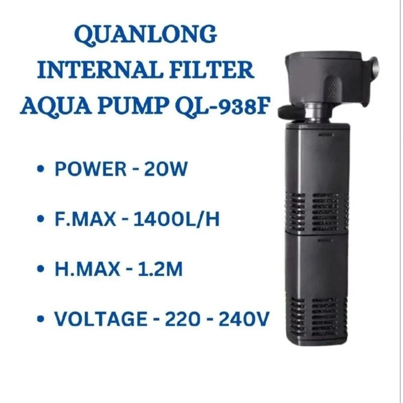 QUANLONG Internal Filter Aqua Pump QL-908F / QL-928F / QL-938F | Aquarium Water Pump with Bio Filtration 静音省电过滤泵