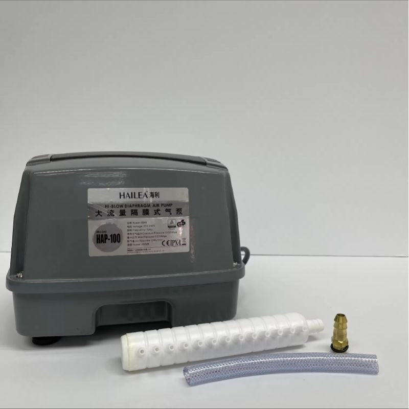 HAILEA HAP-100 Hi-Blow Diaphragm Air Pump – 80W, 100L/Min | Low Noise, High Pressure Oxygen Pump for Pond & Aquaculture
