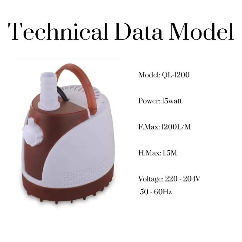 QUANLONG QL-1200 Bottom Submersible Pump | Ultra-Low Water Level Fish Tank Residue Cleaner 抽底泵