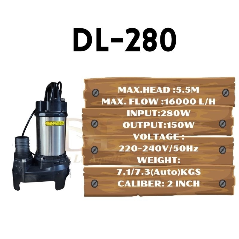 AQUAGRACE DL280 / DL280A Submersible Water Pump 150W – 15,000L/H | Manual & Auto | For Aquarium, Pond, Landscape
