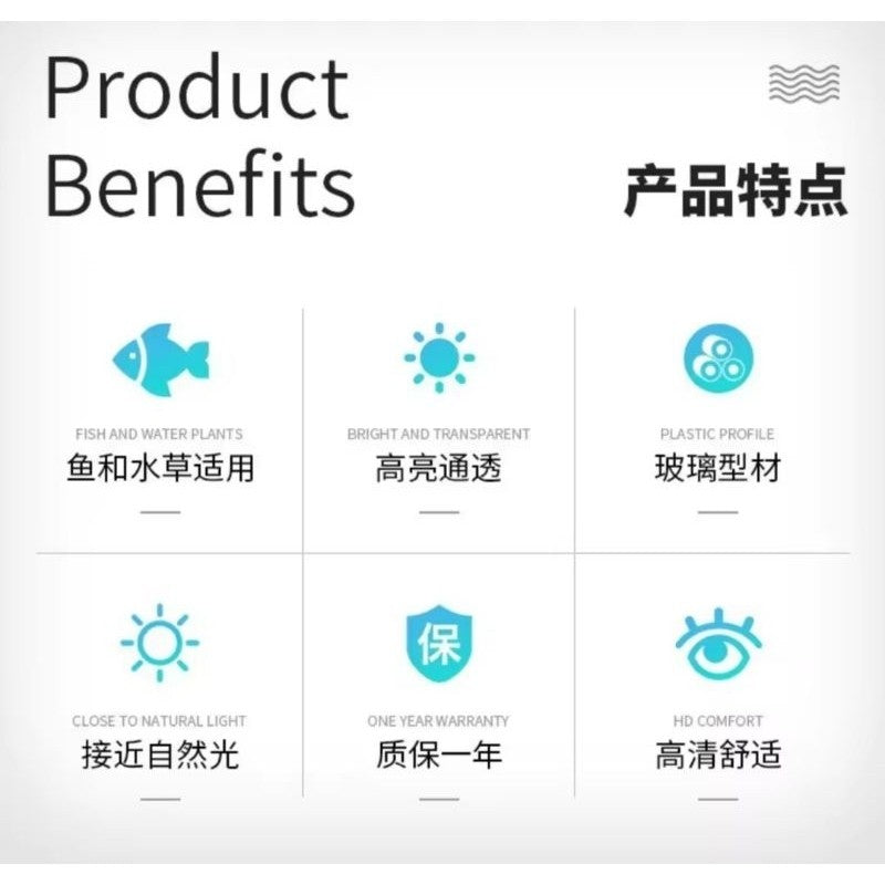 T4 Double Row Crystal White Arowana LED Aquarium Light – Waterproof (78cm / 118cm / 148cm)