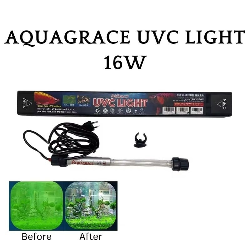 AQUAGRACE 16W UVC Light – Waterproof UV Sterilizer for Aquarium, Pond & Landscape Use