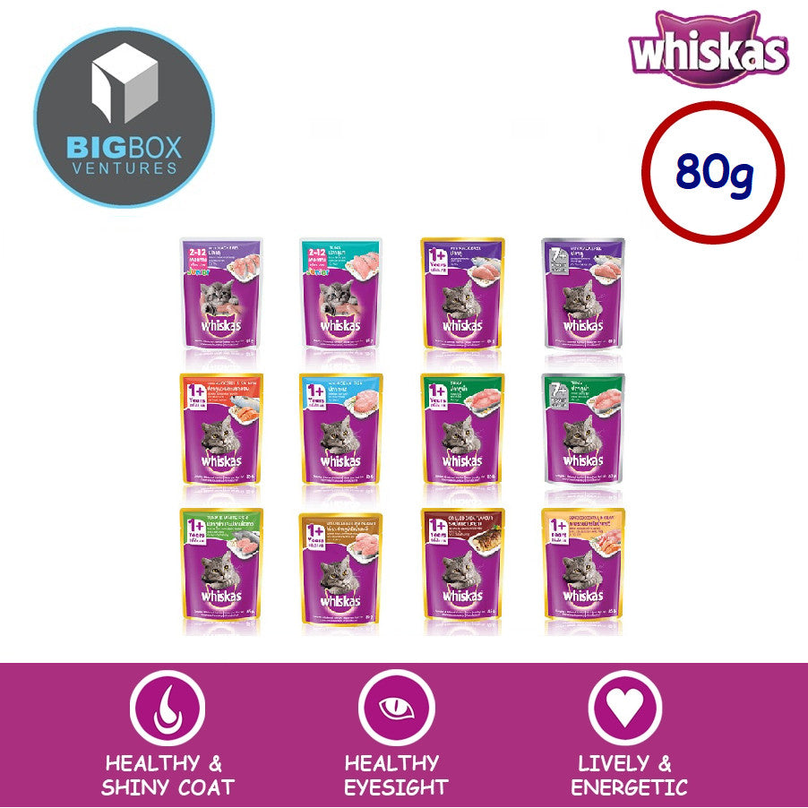 WHISKAS Makanan Kucing Basah Dalam Pek 80G