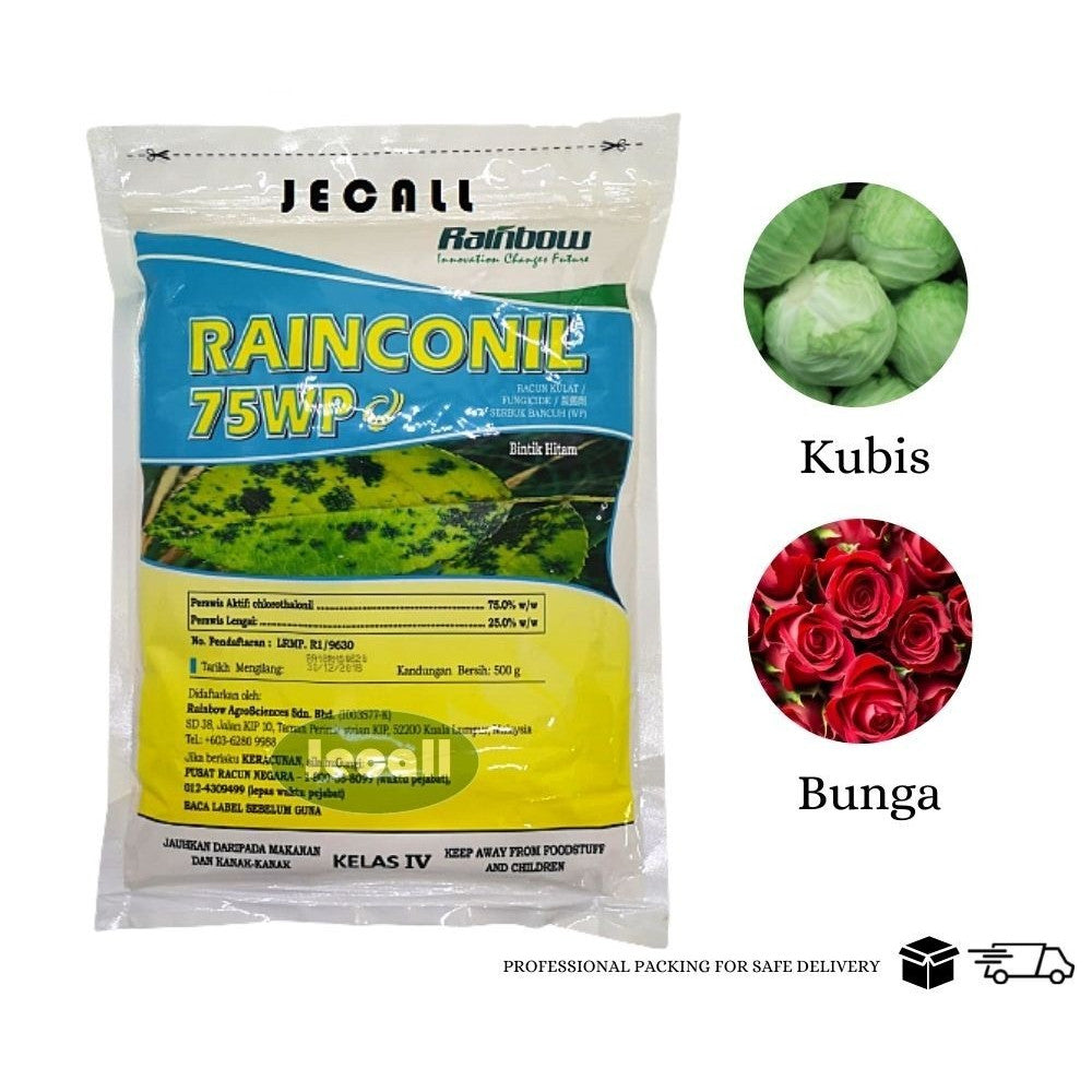 Rainbow Rainconil 75WP 500g – Chlorothalonil 75%, Racun Kulat Bintik Hitam, Broad-Spectrum Fungicide, 100% Original