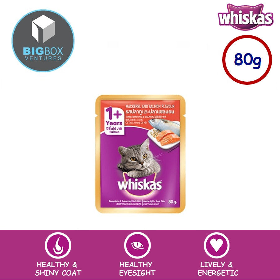 WHISKAS Makanan Kucing Basah Dalam Pek 80G