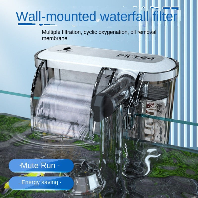 AquaGrace SS-SP09S Hang-On Filter | Small Fish Tank Waterfall Filter 3-in-1 External Aquarium Circulation
