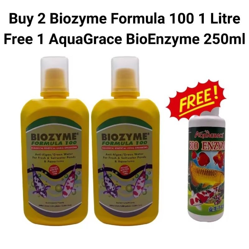 [Buy 2 Free 1] Biozyme Formula 100 1L x2 + FREE AquaGrace BioEnzyme 250ml - Aquarium Water Treatment