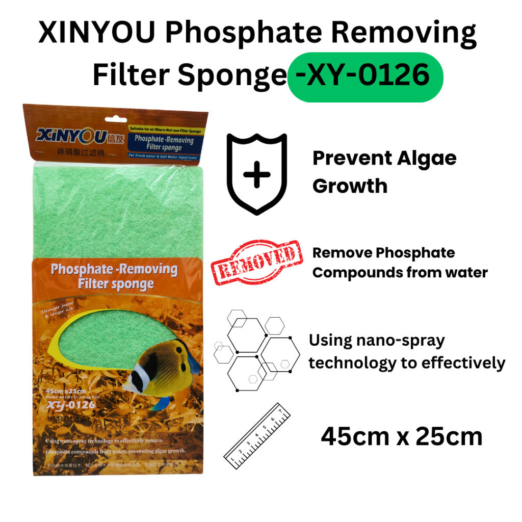 XINYOU XY-0126 Phosphate Removing Filter Sponge | 45x25cm | Anti-Algae Aquarium Pad | Reusable & Cut-to-Fit
