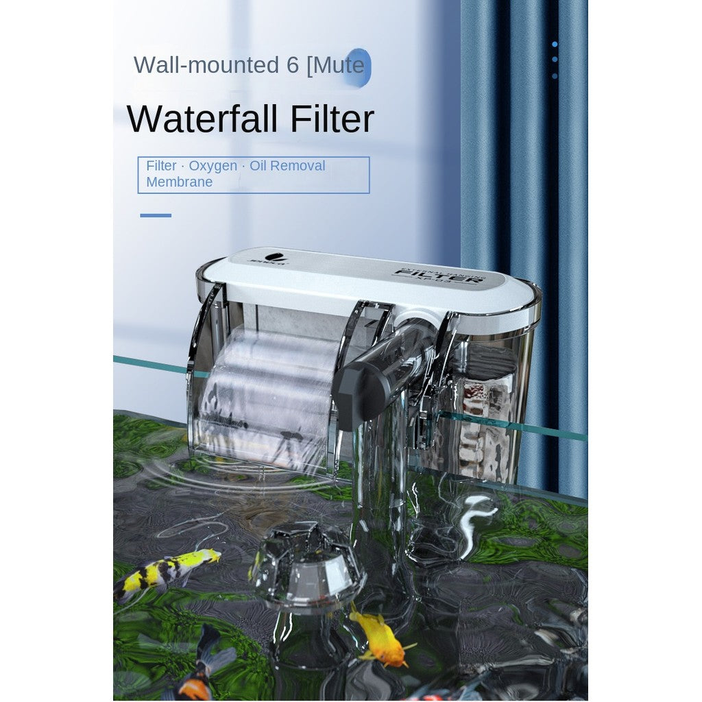 AquaGrace SS-SP09S Hang-On Filter | Small Fish Tank Waterfall Filter 3-in-1 External Aquarium Circulation