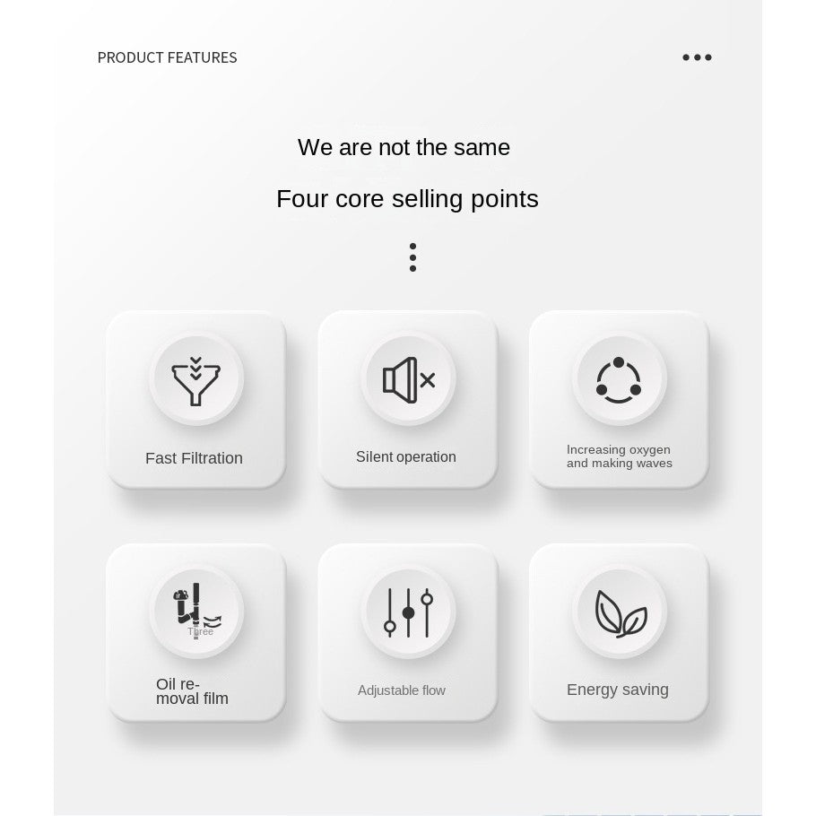 AquaGrace SS-SP09S Hang-On Filter | Small Fish Tank Waterfall Filter 3-in-1 External Aquarium Circulation