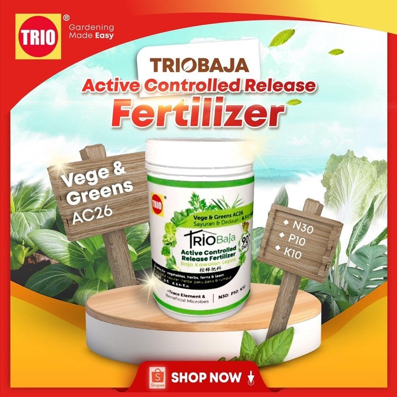 Triobaja Slow Release Fertilizer Vege &  Greens AC26 /Baja Kawalan Lepas Sayuran & Dedaun 90 DAYS