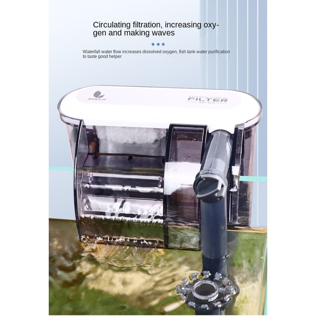 AquaGrace SS-SP09S Hang-On Filter | Small Fish Tank Waterfall Filter 3-in-1 External Aquarium Circulation