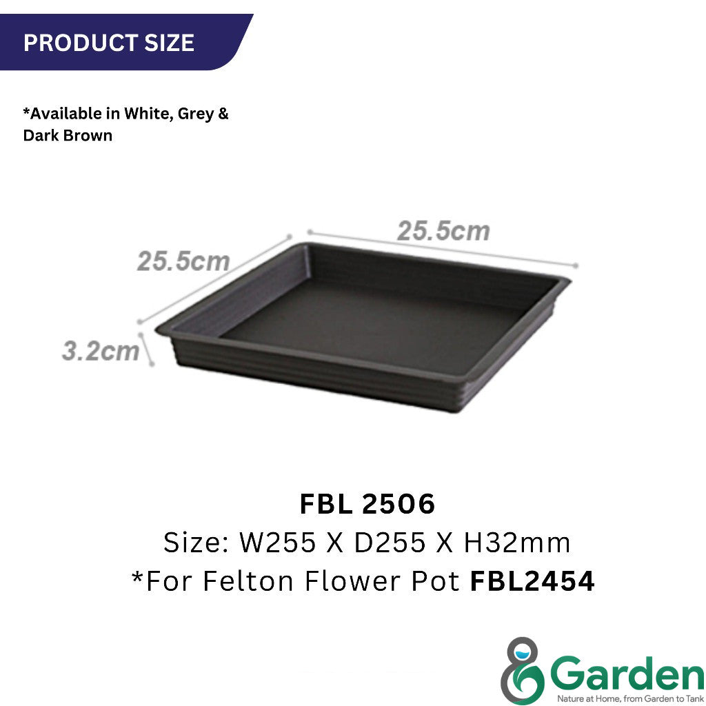 Felton Square Saucer 2504 / 2505 / 2506 / 2507 / 2508 | Alas Pasu Bunga Segi Empat | Garden Plant Tray