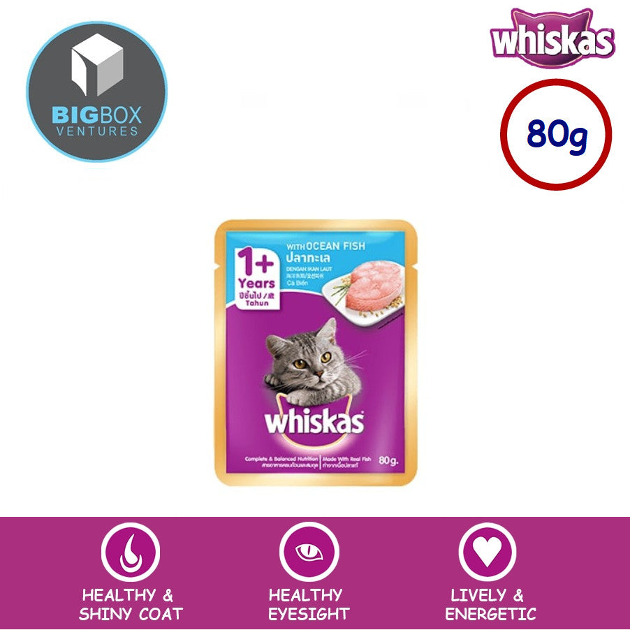 WHISKAS Makanan Kucing Basah Dalam Pek 80G
