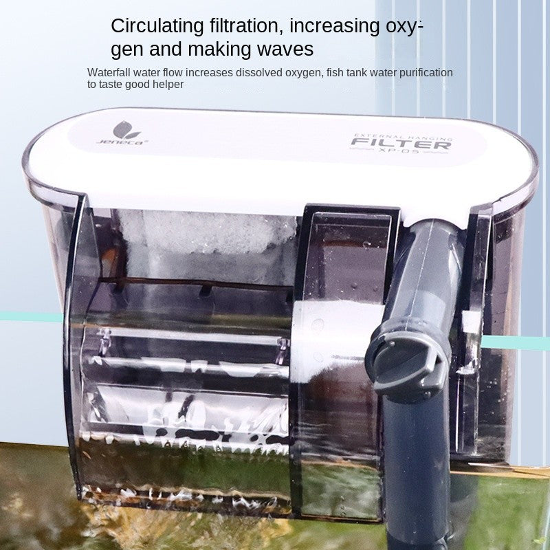 AquaGrace SS-SP09S Hang-On Filter | Small Fish Tank Waterfall Filter 3-in-1 External Aquarium Circulation