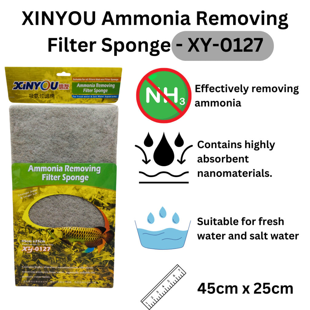 XINYOU XY-0127 Ammonia Removing Filter Sponge | 45x25cm | Removes Ammonia Fast | Durable & Reusable Aquarium Pad