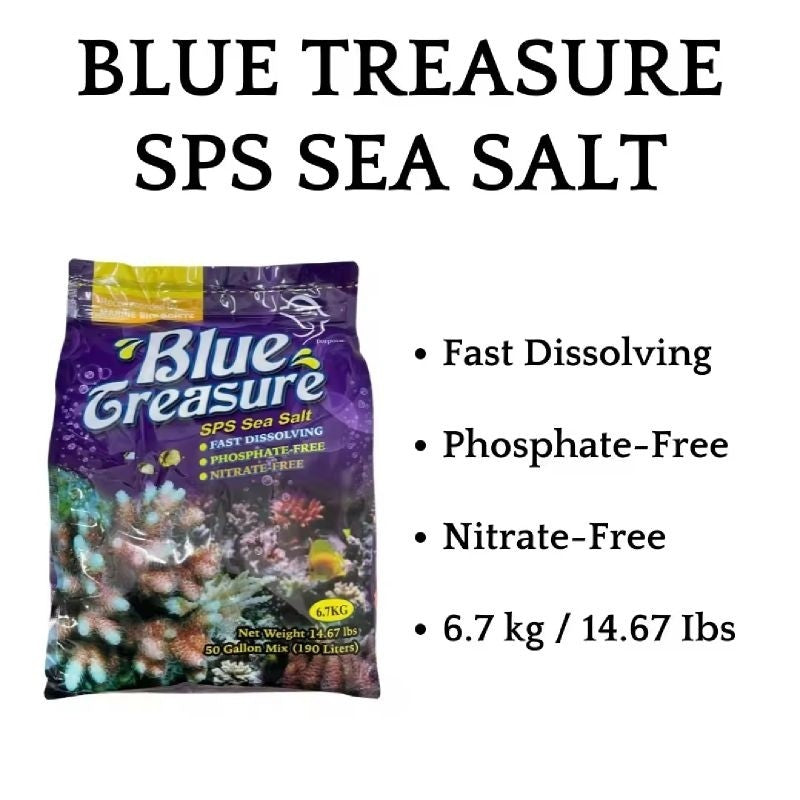 Blue Treasure SPS Sea Salt 6.7kg - For Saltwater Aquarium, Pond, Coral Tank, Landscape, Swimming Pool