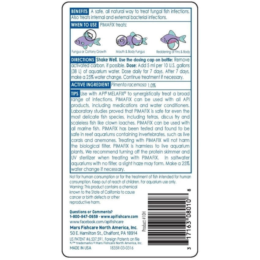 API Pimafix – Natural Antifungal Fish Medicine | Treats Cotton Mouth, Fungal Infections & Fin Rot | Safe for Aquariums