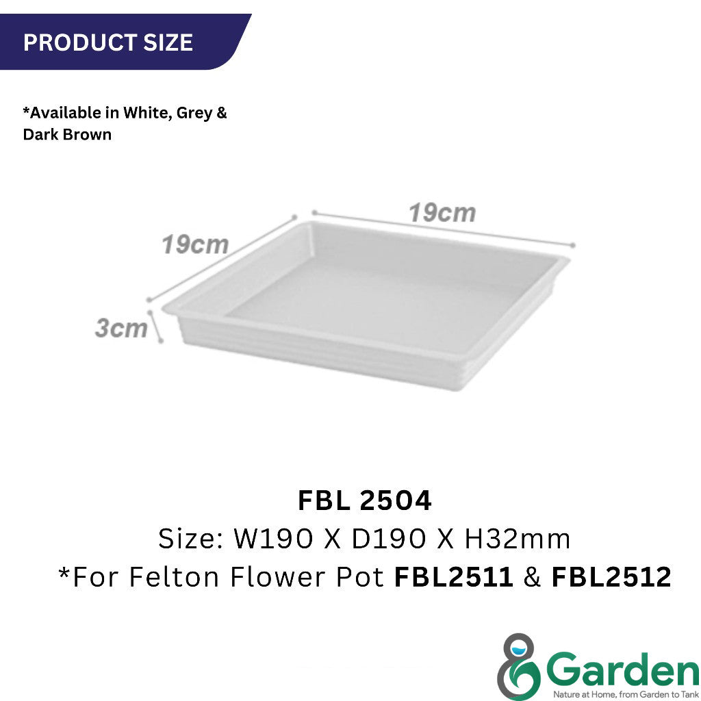 Felton Square Saucer 2504 / 2505 / 2506 / 2507 / 2508 | Alas Pasu Bunga Segi Empat | Garden Plant Tray