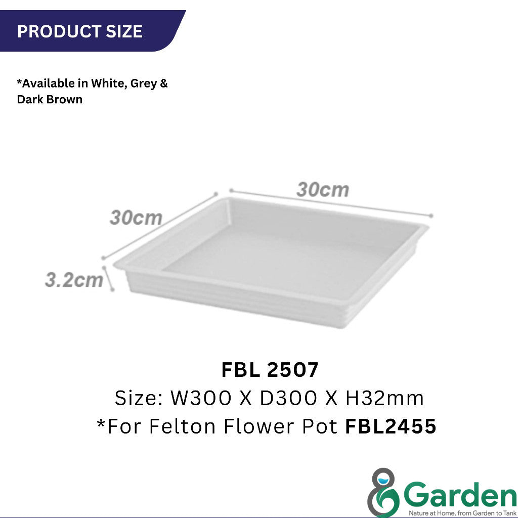 Felton Square Saucer 2504 / 2505 / 2506 / 2507 / 2508 | Alas Pasu Bunga Segi Empat | Garden Plant Tray