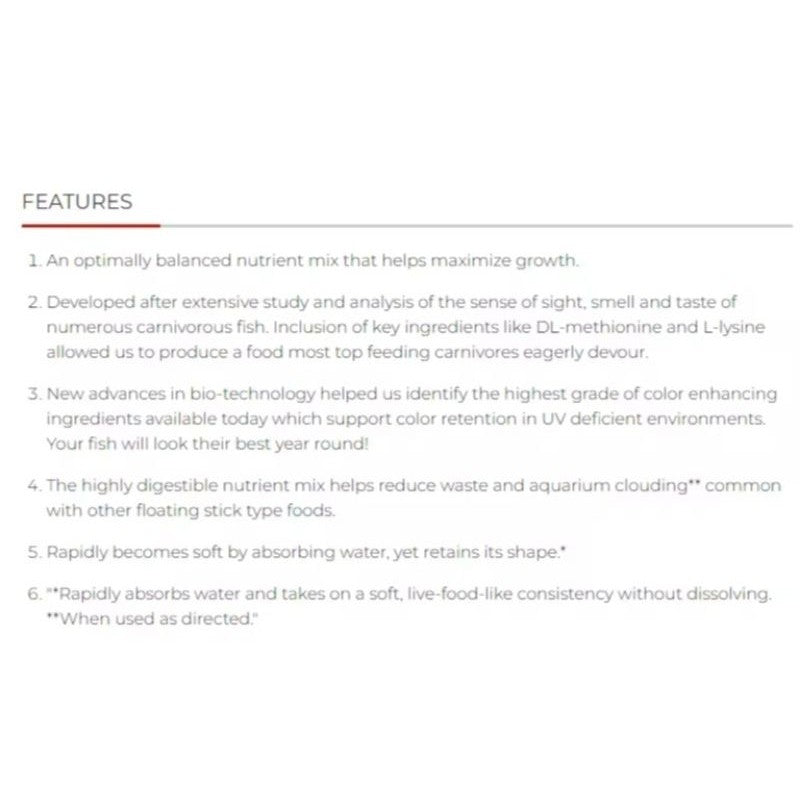 Hikari Tropical Food Sticks 250g | For Arowana & Large Carnivorous Fish | Makanan Ikan