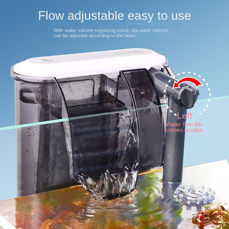 AquaGrace SS-SP09S Hang-On Filter | Small Fish Tank Waterfall Filter 3-in-1 External Aquarium Circulation