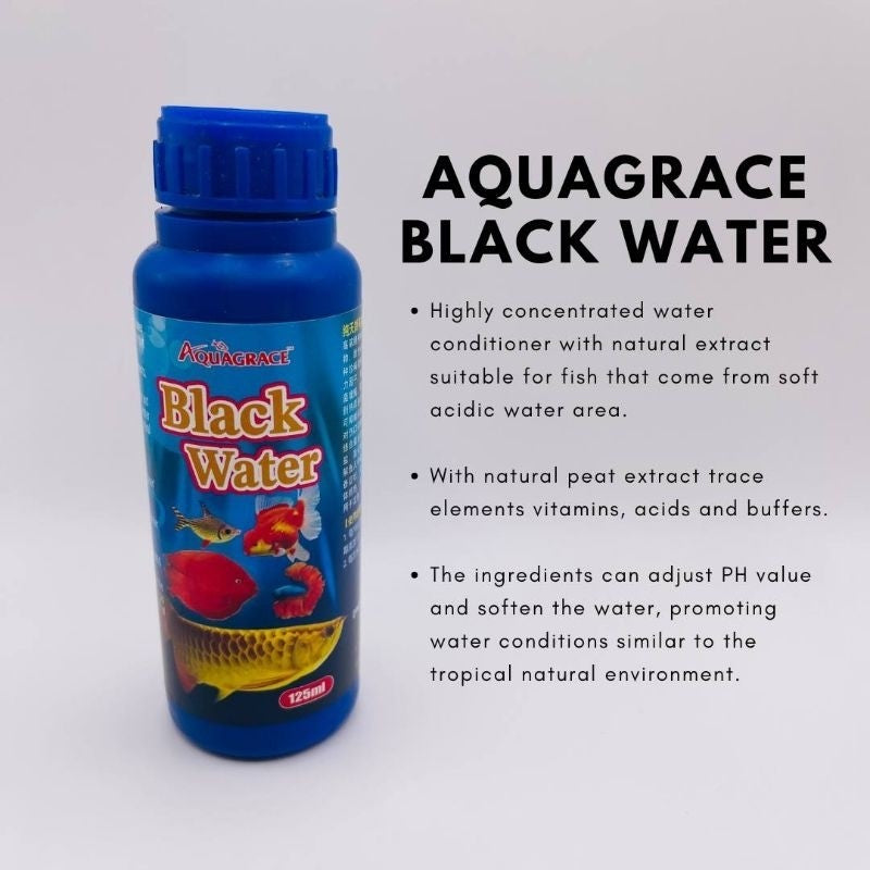 AQUAGRACE Black Water 125ml - Natural Tannin Aquatic Extract for Aquarium, Pond & Landscape