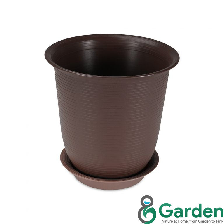 Felton Round Flower Pot with Saucer FBL2459 / FBL2460 | White / Brown / Grey | Pasu Bunga Indoor & Outdoor