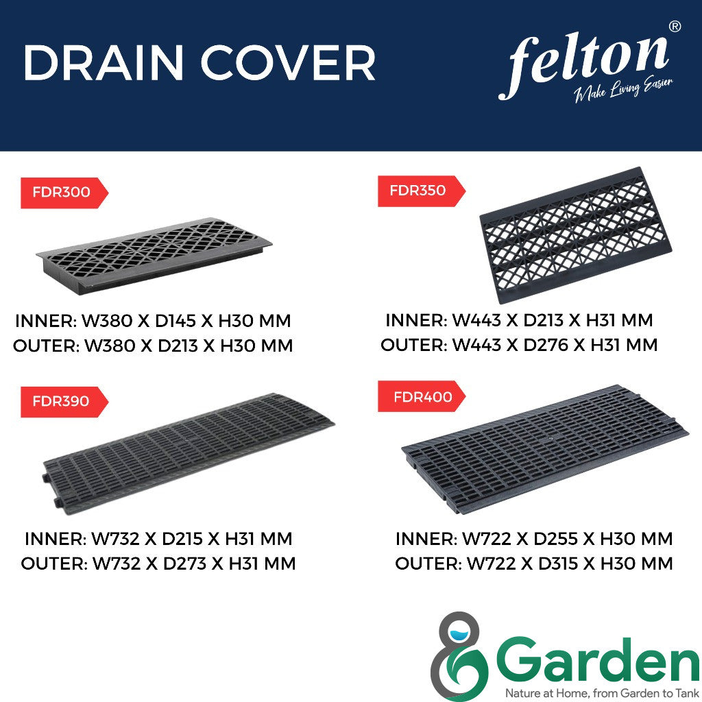 Felton Drain Cover FDR350 | Heavy Duty Penutup Longkang | UV Resistant & Durable