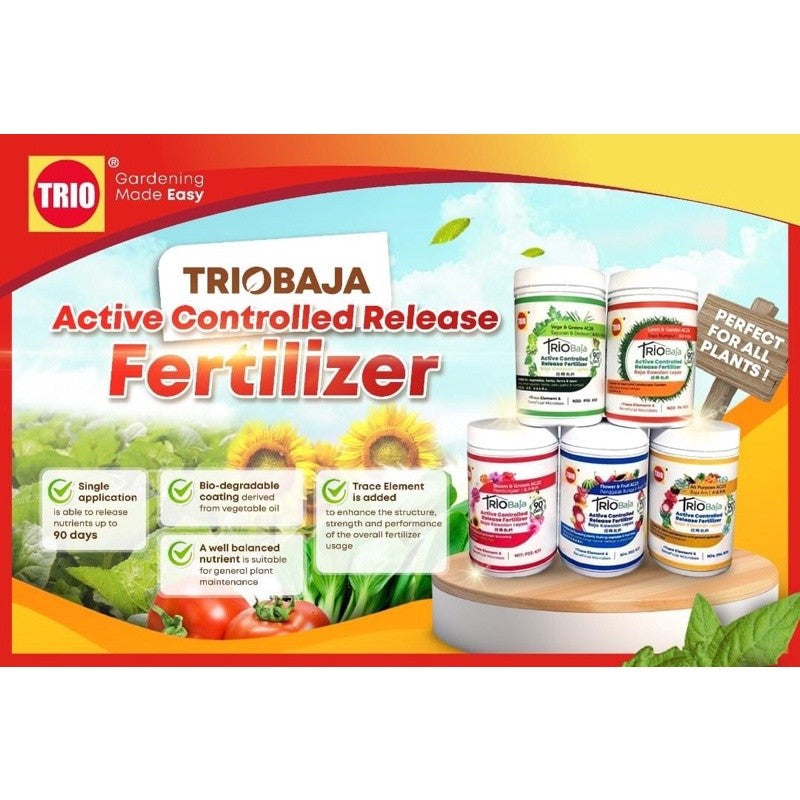 Triobaja Slow Release Release Fertilizer Flower & Fruit AC23 / Baja Kawalan Lepas Penggalak Bunga & Buah 90 Days