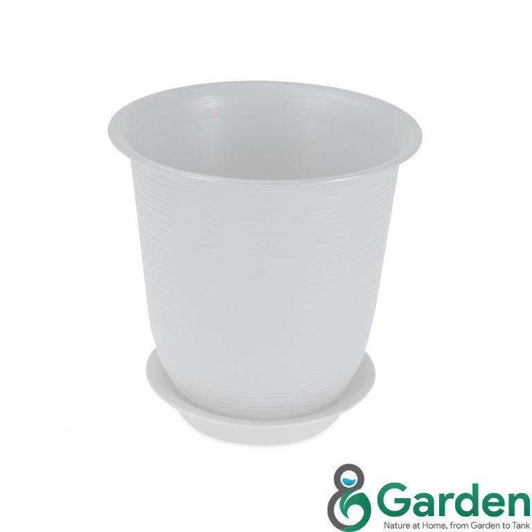 Felton Round Flower Pot with Saucer FBL2459 / FBL2460 | White / Brown / Grey | Pasu Bunga Indoor & Outdoor